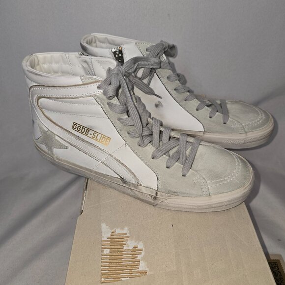 Golden Goose Slide Classic Hi-Top, Men's US 8.5/Sz 41, White&Ice, NIB - Picture 1 of 10